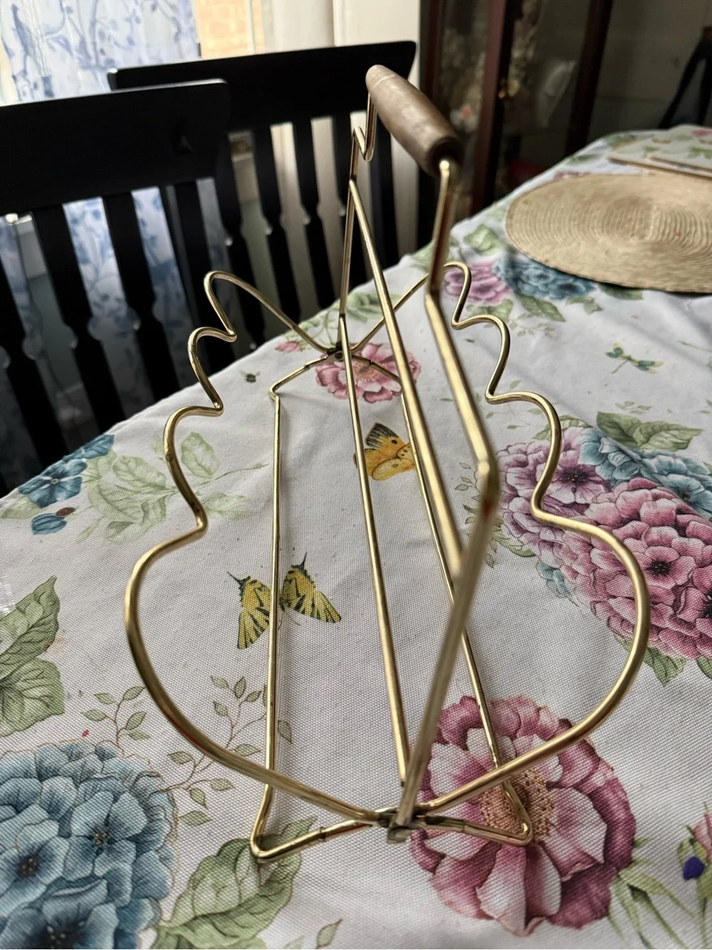Vintage MCM metal carrier Highball glass folding drink caddy.  Caddy only.